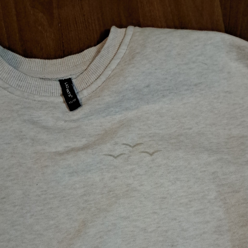 Lazypants Women's Classic Cream Crew Neck Sweater. Warm, Cozy, Classic, Modern - Picture 3 of 4